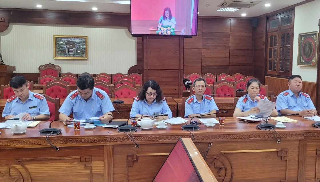 Các đại biểu dự hội nghị tại điểm cầu của tỉnh. Ảnh: Hữu Tài